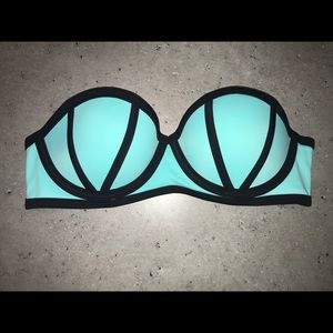PINK strapless push-up swim top.